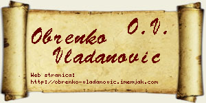 Obrenko Vladanović vizit kartica